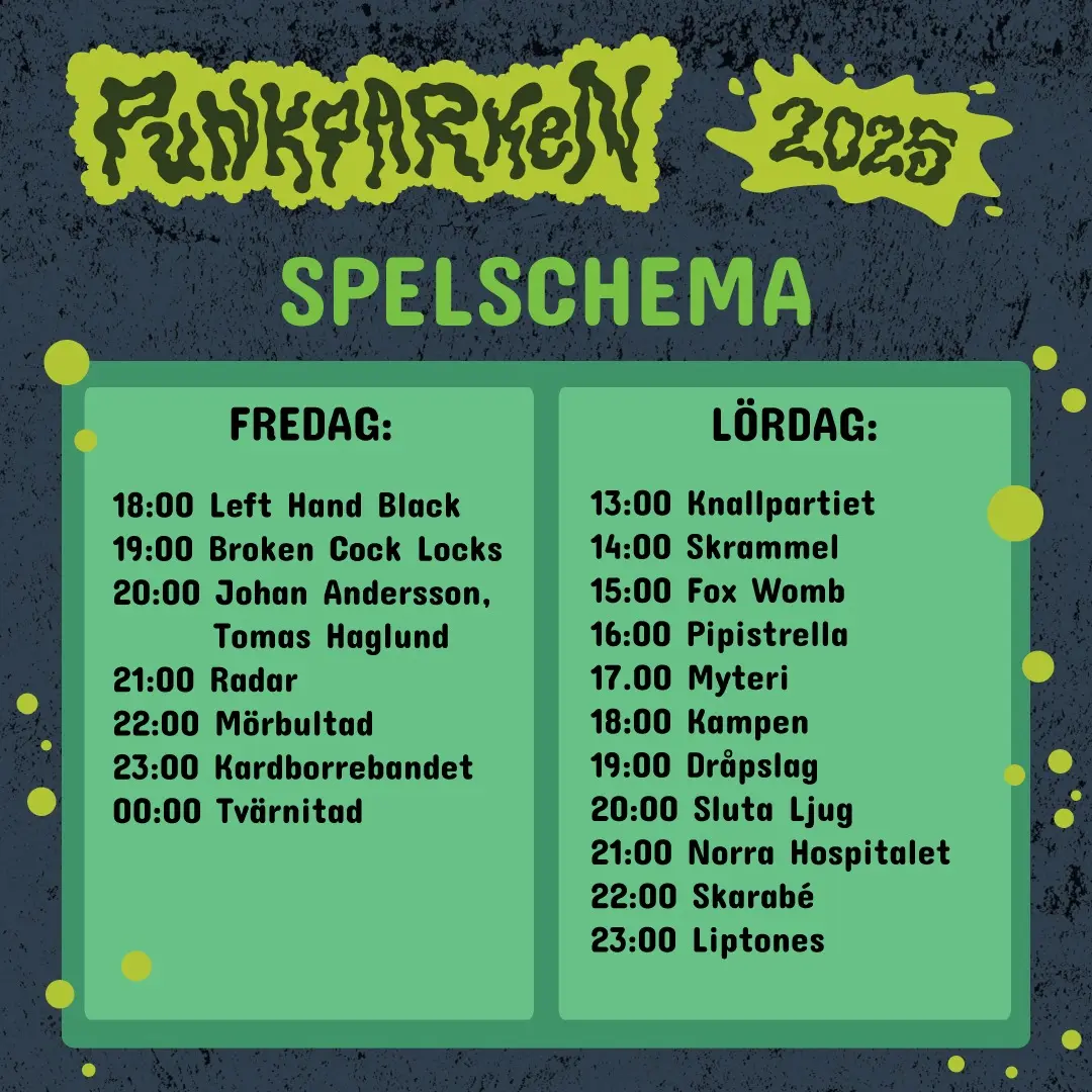 Affish för Punkparken 4-5 Juli 2025 med alla band listade